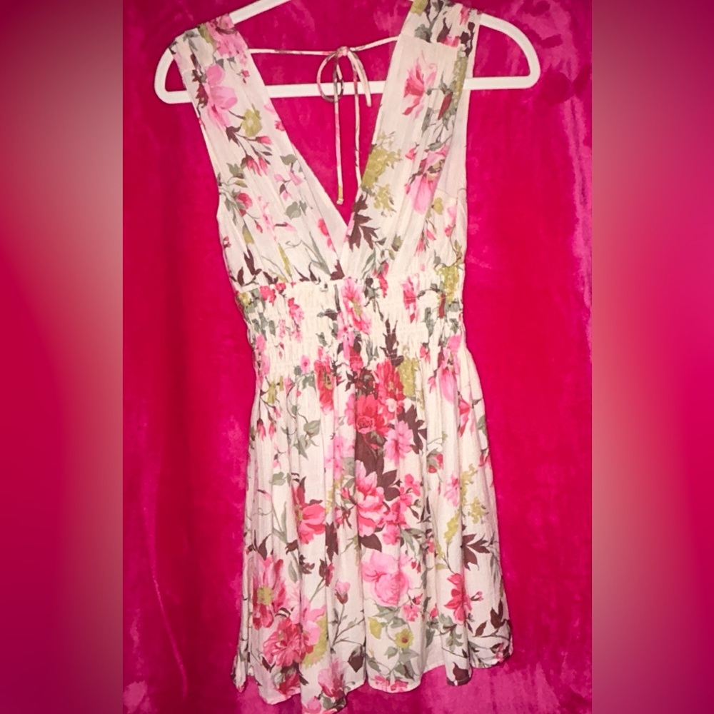 Abercrombie & Fitch Floral Dress - Cream, Pink & Green floral
